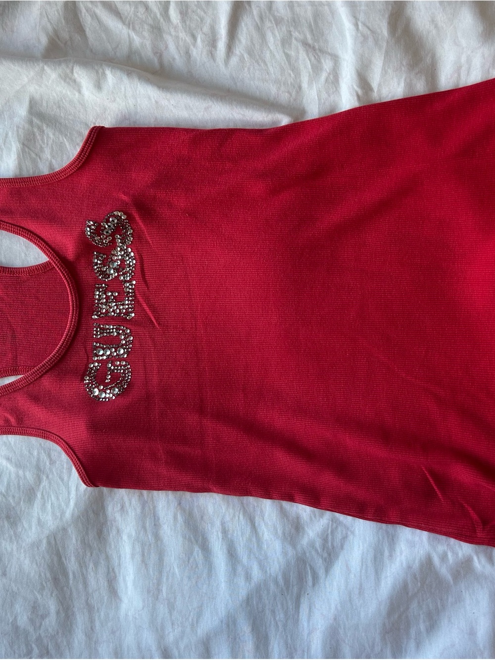 Guess Red Rhinestone Logo Tank - Picture 2 of 4